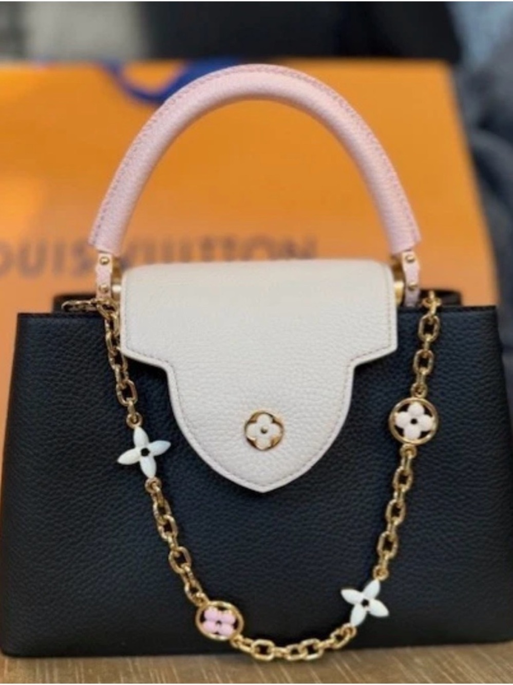 Louis Vuitton Capucine Black and Cream Crossbody Bag with Iconic Monogram